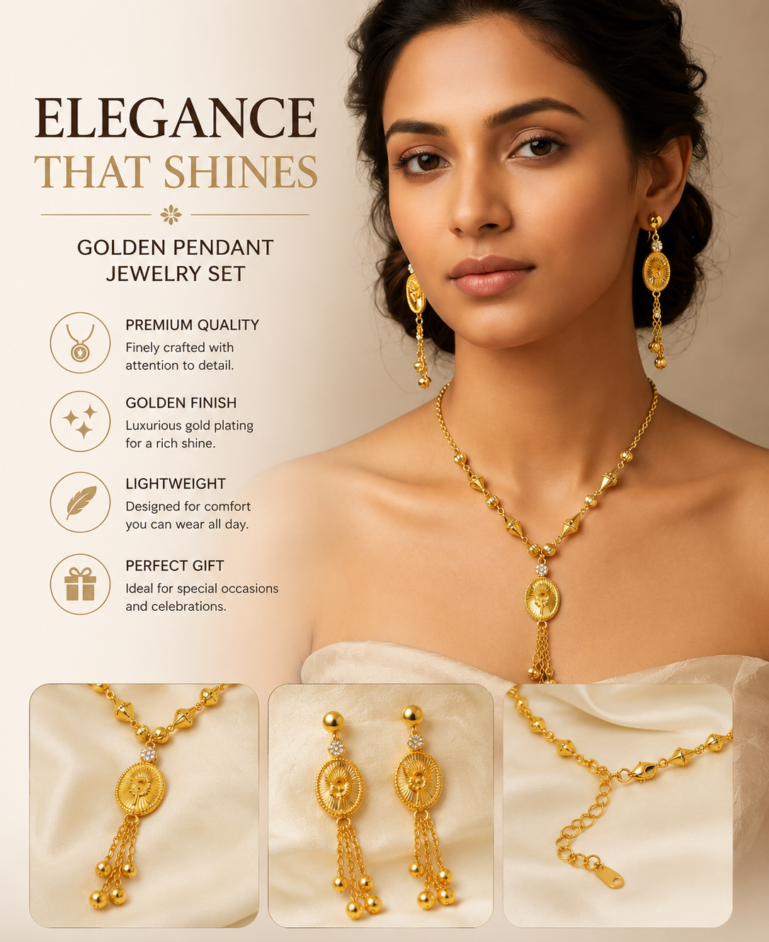 Elegant Pendant Ovel Necklace Set